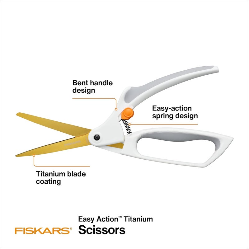Fiskars Easy Action Titanium Scissors, Spring-Assisted, Precision Ground Stainless Steel Blades, 8in - Image 2